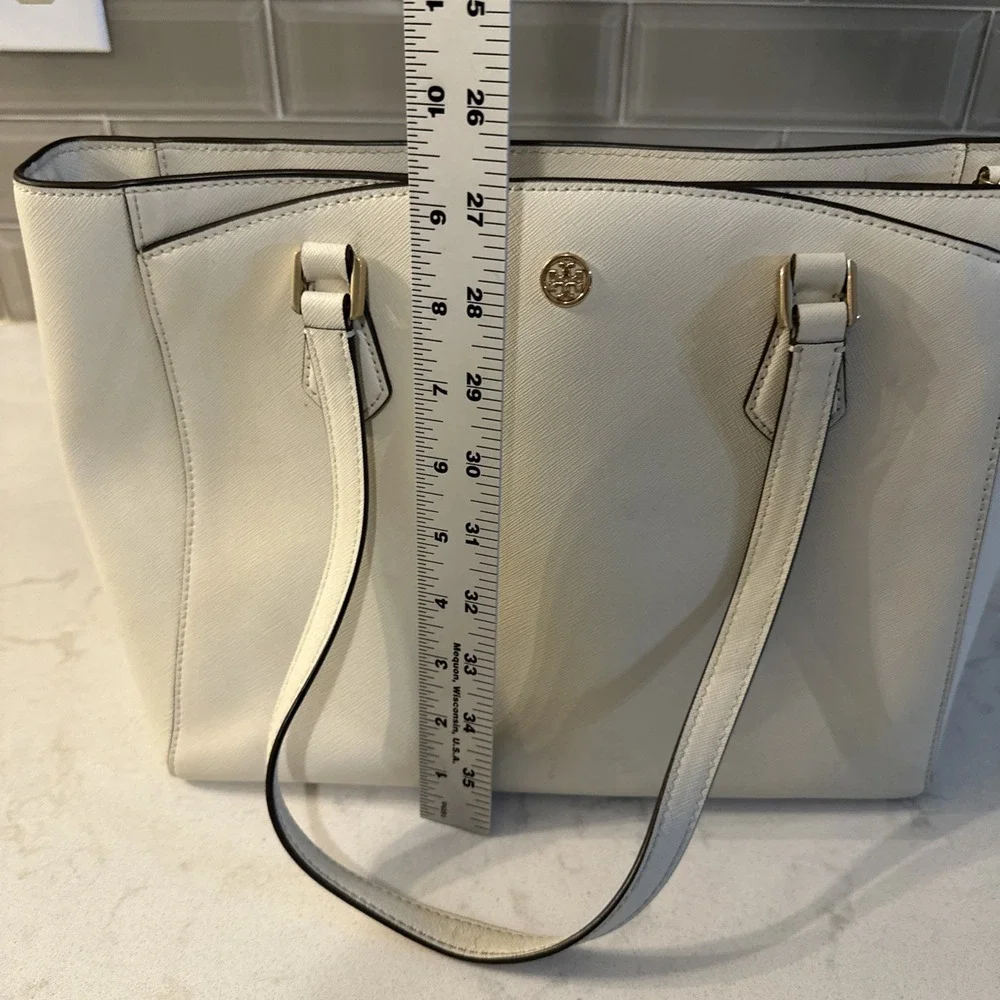 Tory Burch Tote Bag Shoulder Bag Robinson Medium Leather Ivory, Protective Bag.